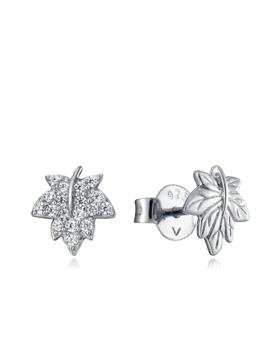 Pendientes Trend de plata en forma de hojas con circonitas