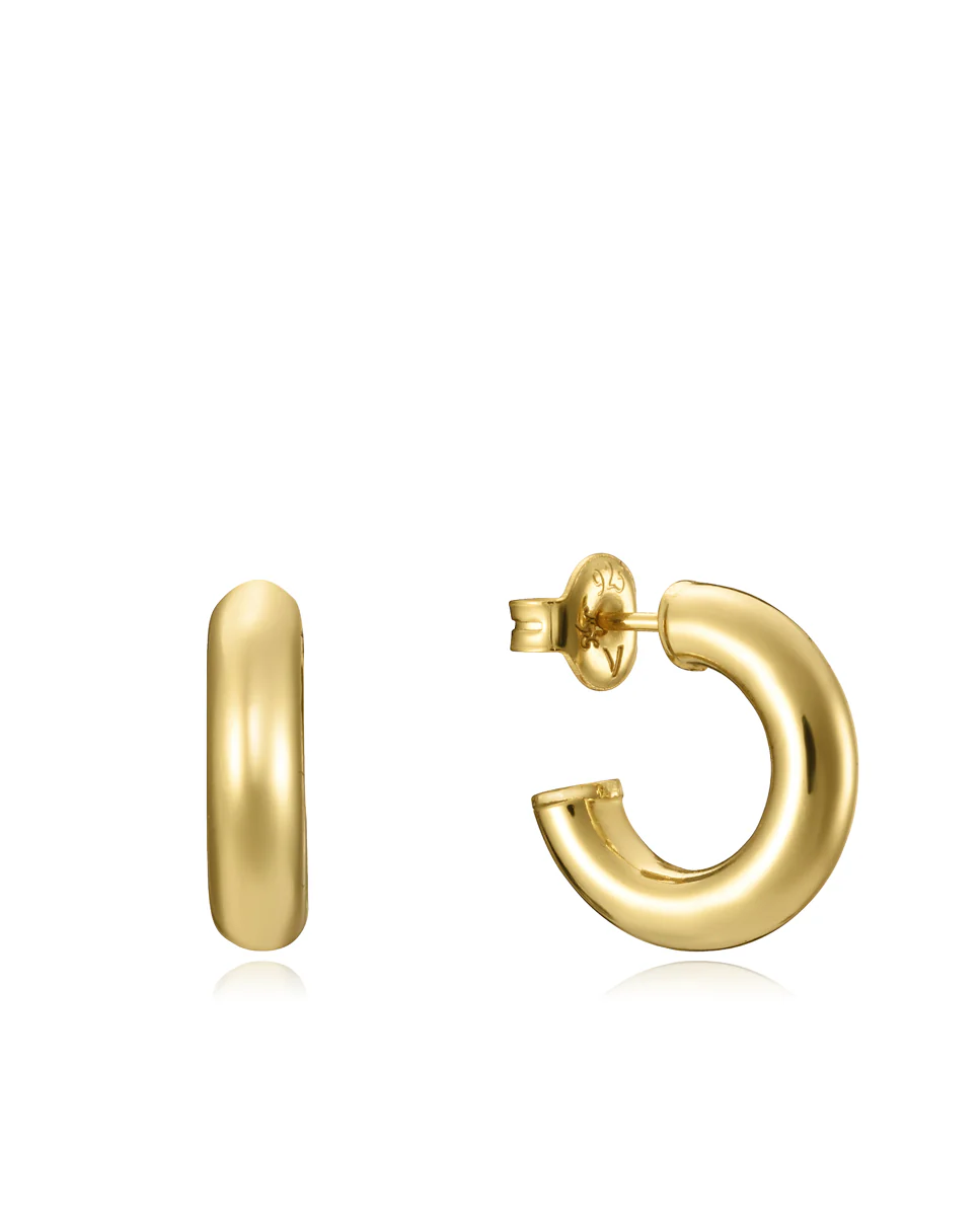 Pendientes TREND tipo aro de Plata de Ley con baño de oro y 16 mm de diámetro interior