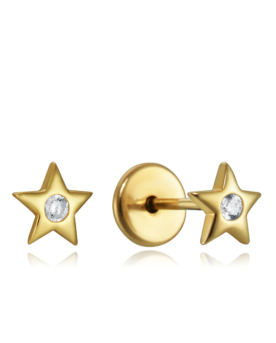 Pnd Baño Oro Estrella Circonita Rosca Bebé