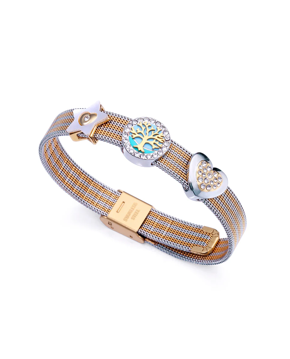 Pulsera Chic de acero bicolor en Ip dorado y acero - Image 2