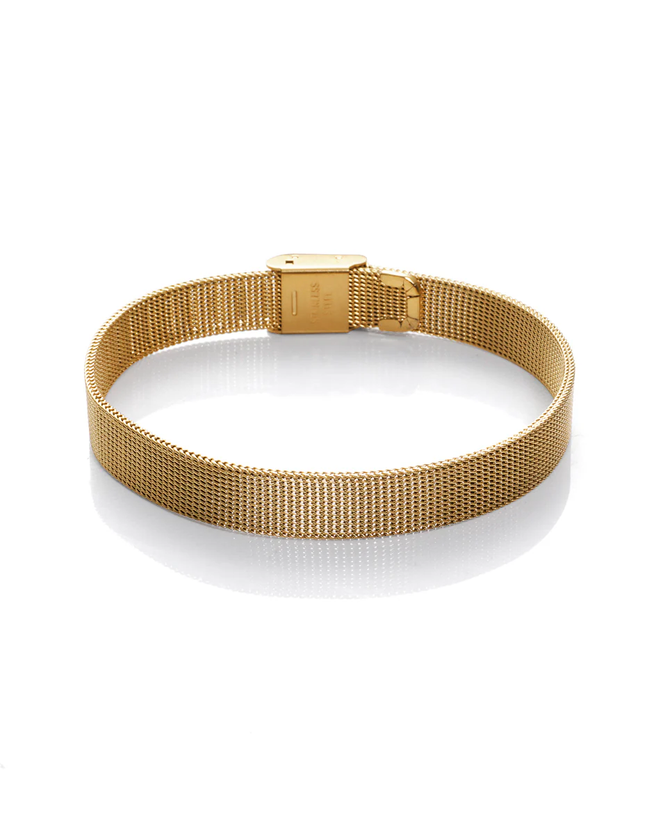 Pulsera Chic personalizable en acero IP dorado de medida ajustable con cierre de presión