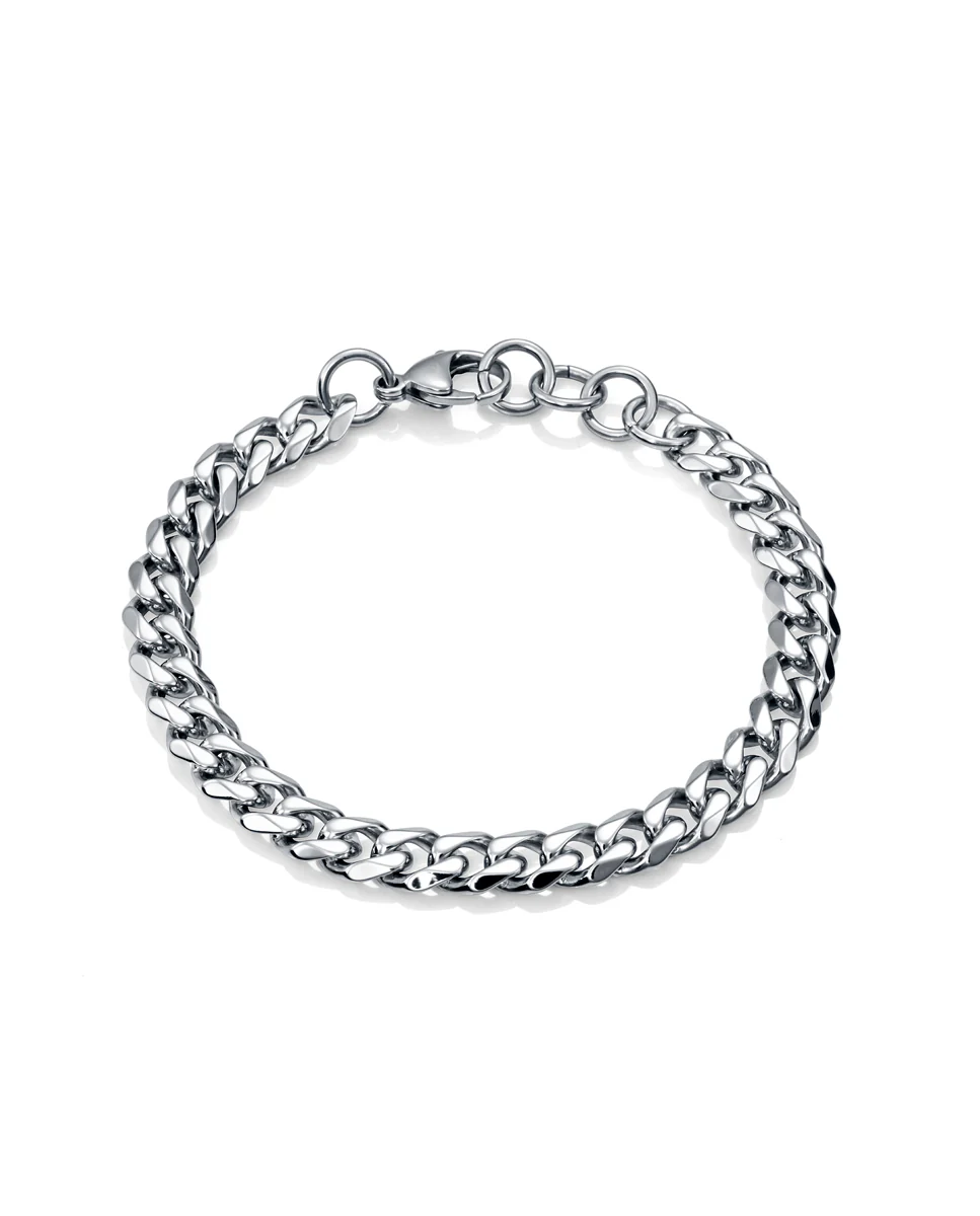 Pulsera de hombre Beat de eslabones de acero plateado