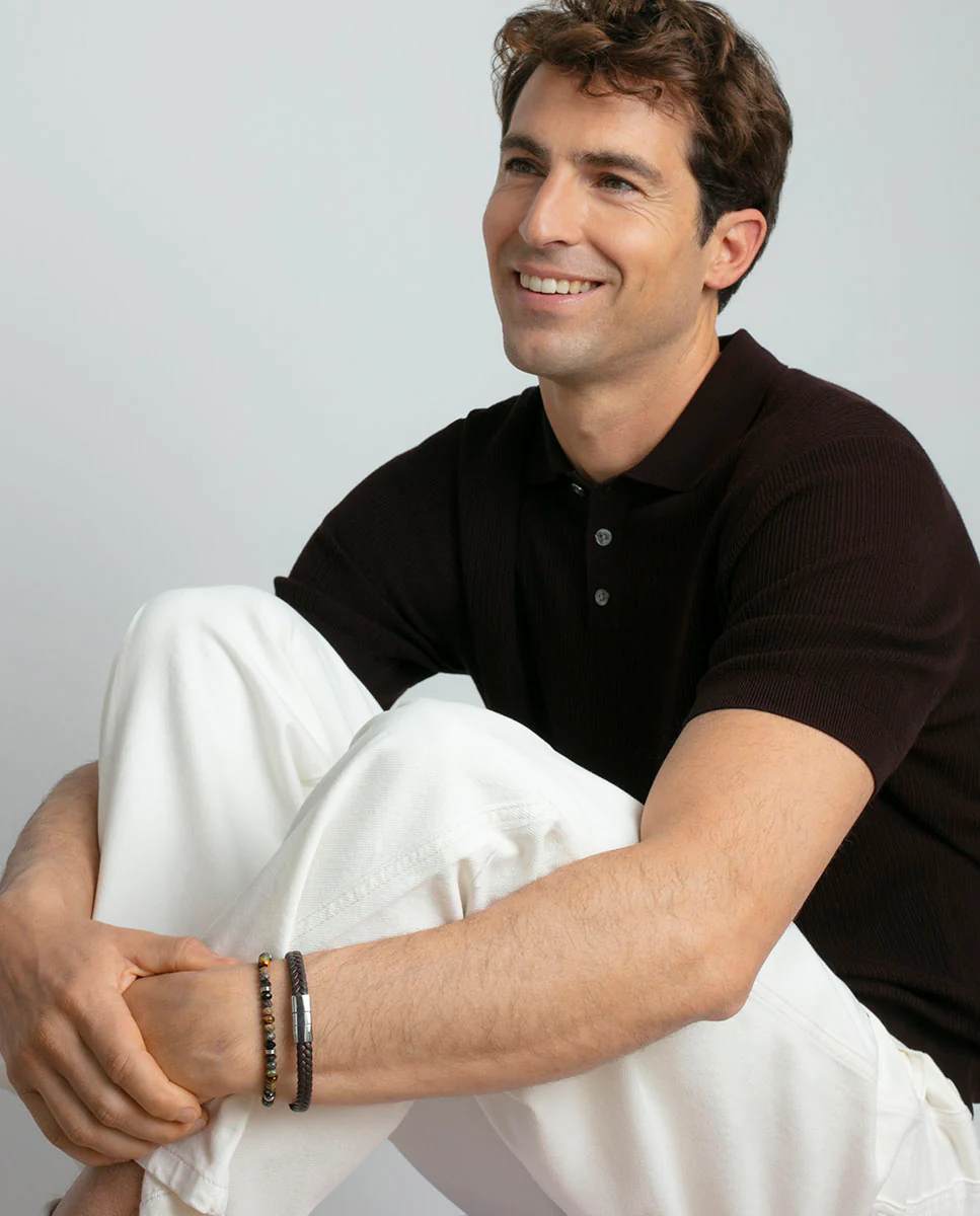 Pulsera de hombre de acero con piedras naturales - Image 3