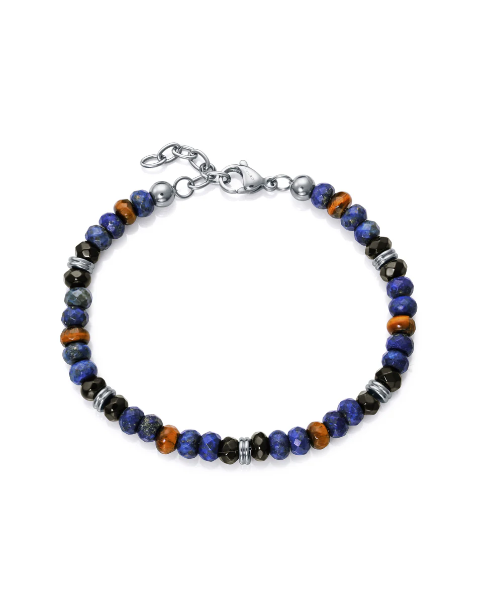 Pulsera de hombre de acero con piedras naturales
