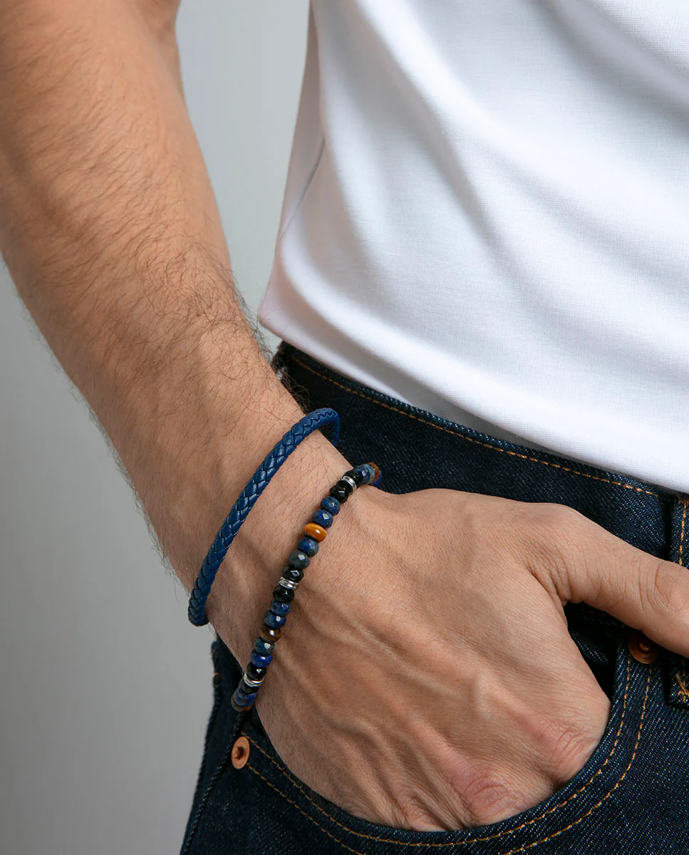 Pulsera de hombre de acero con piedras naturales - Image 2
