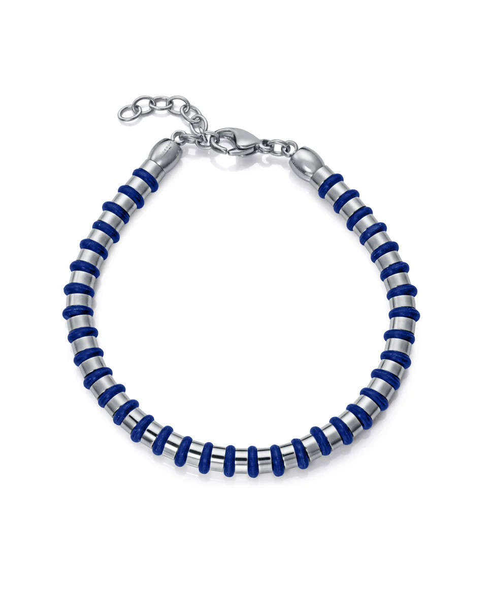 Pulsera de hombre de acero y silicona azul