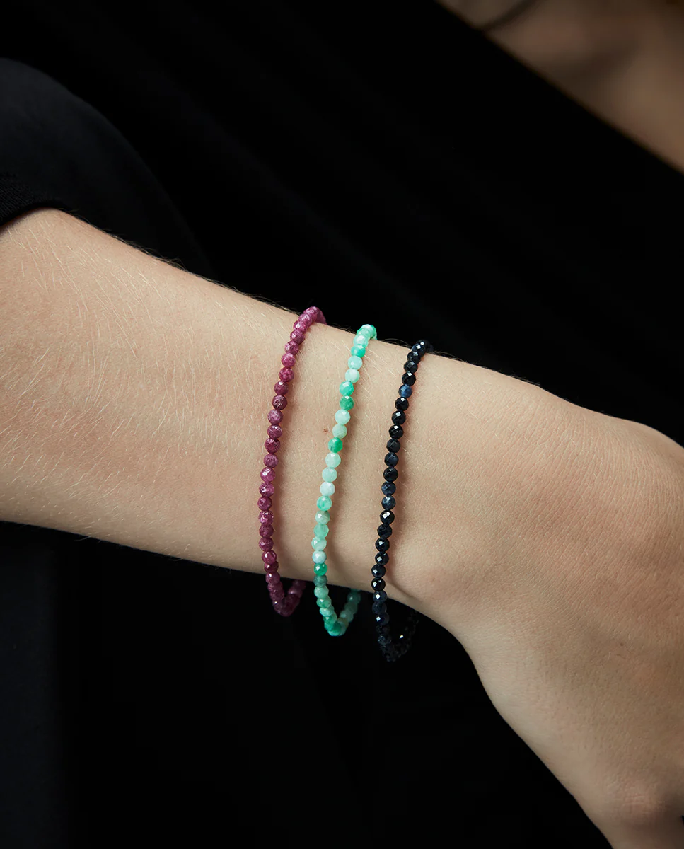 Pulsera de mujer de acero Ip dorado con piedras de zafiro naturales - Image 2