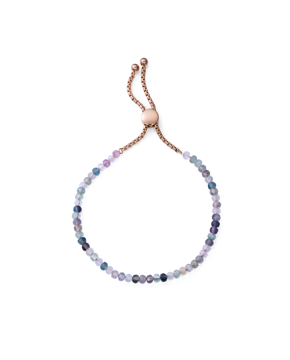 Pulsera de mujer de acero Ip rosa con piedras naturales