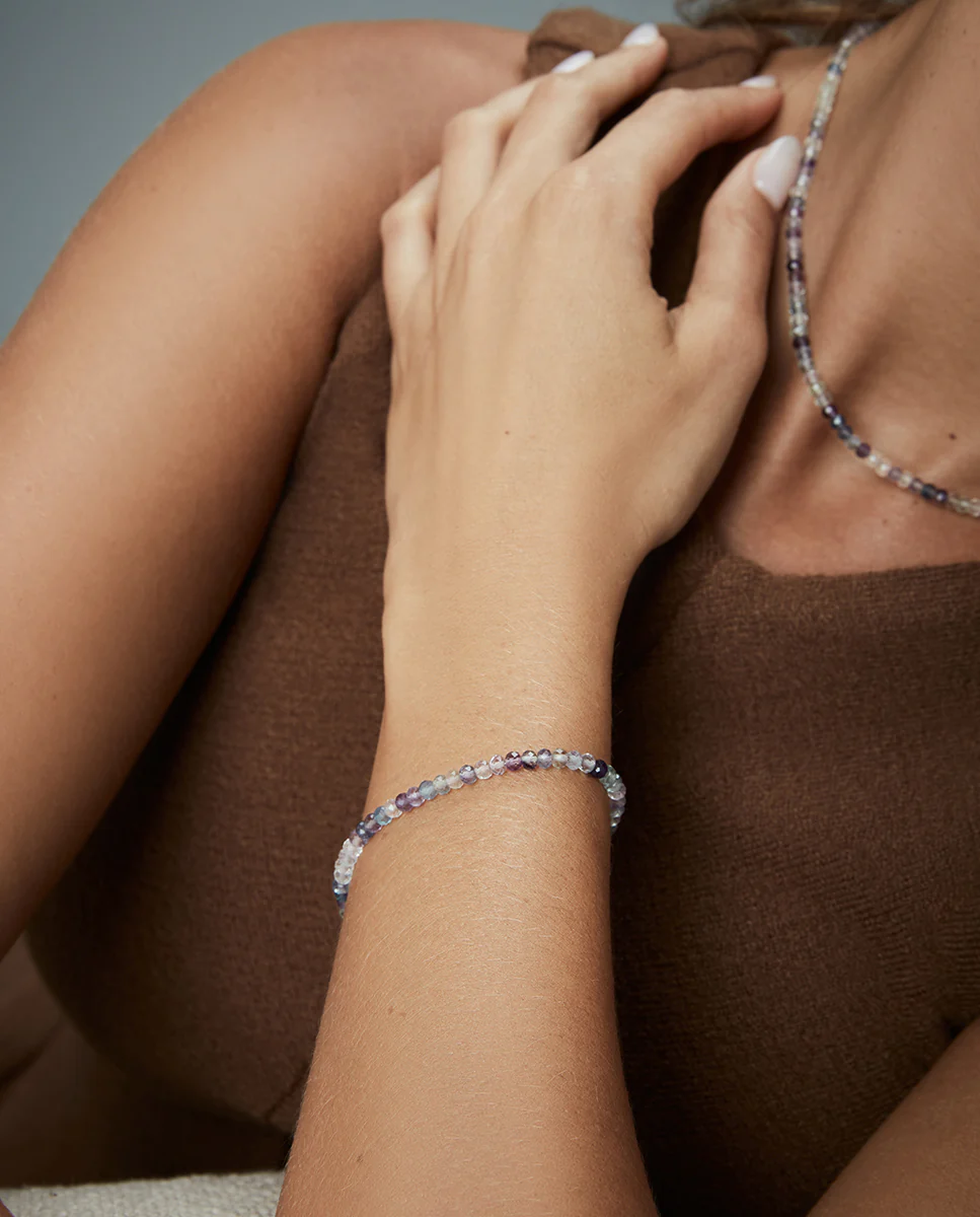 Pulsera de mujer de acero Ip rosa con piedras naturales - Image 2