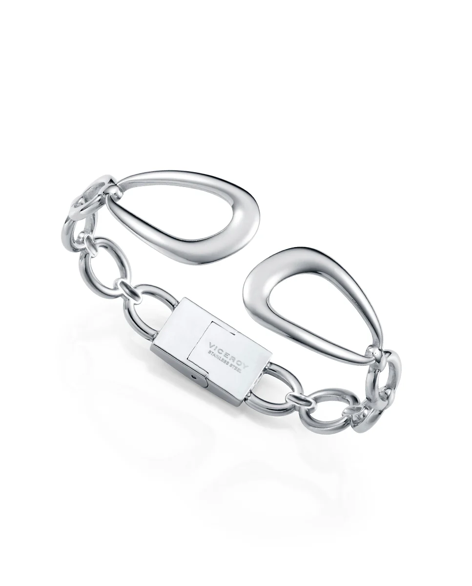 Pulsera de mujer de acero rígida abierta con bisagra diseño tipo cadena