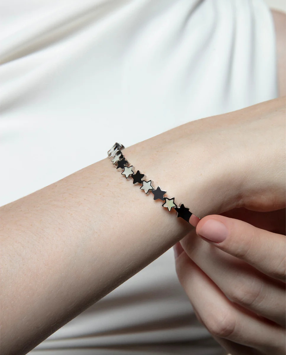Pulsera de mujer  de acero rígida  de estrellas - Image 2