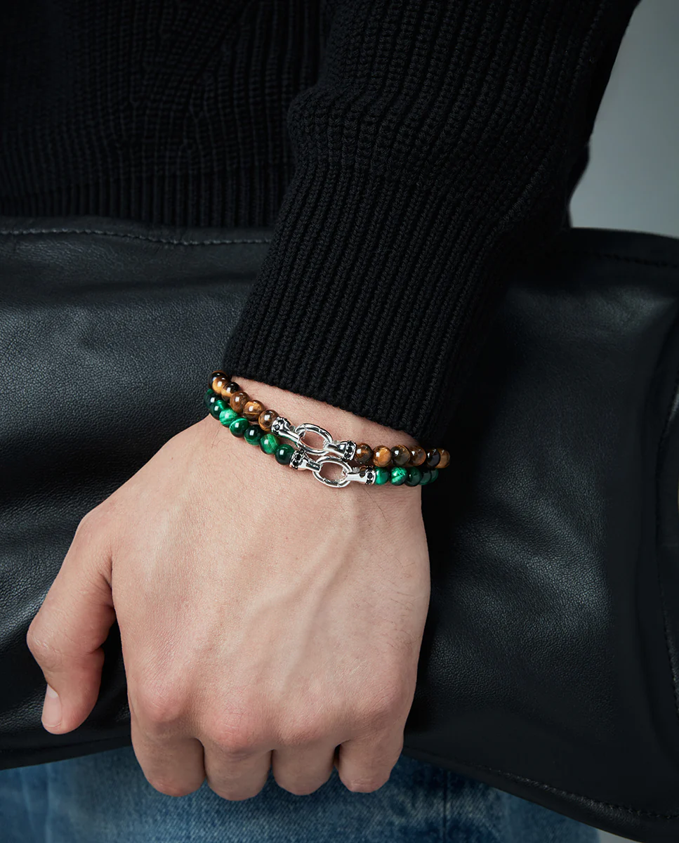 Pulsera de plata de primera ley con baño de rodio y piedras naturales - Image 3