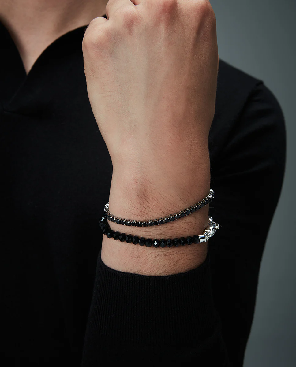 Pulsera de plata de primera ley con baño rodio con piedras naturales - Image 2