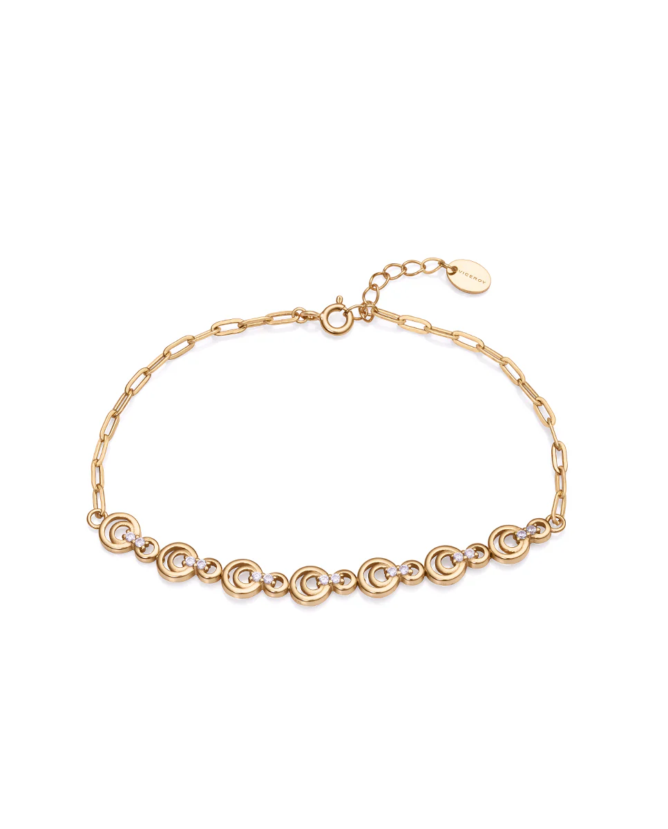 Pulsera Elegant de plata de ley bañada en oro con circonitas blancas