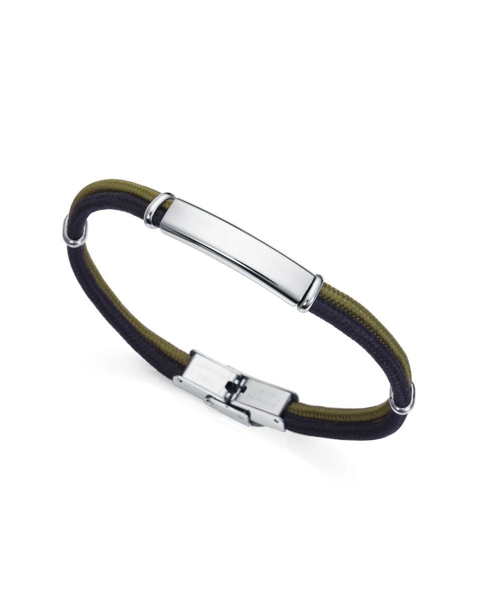 Pulsera Heat de nailon negra y verde con componentes de acero