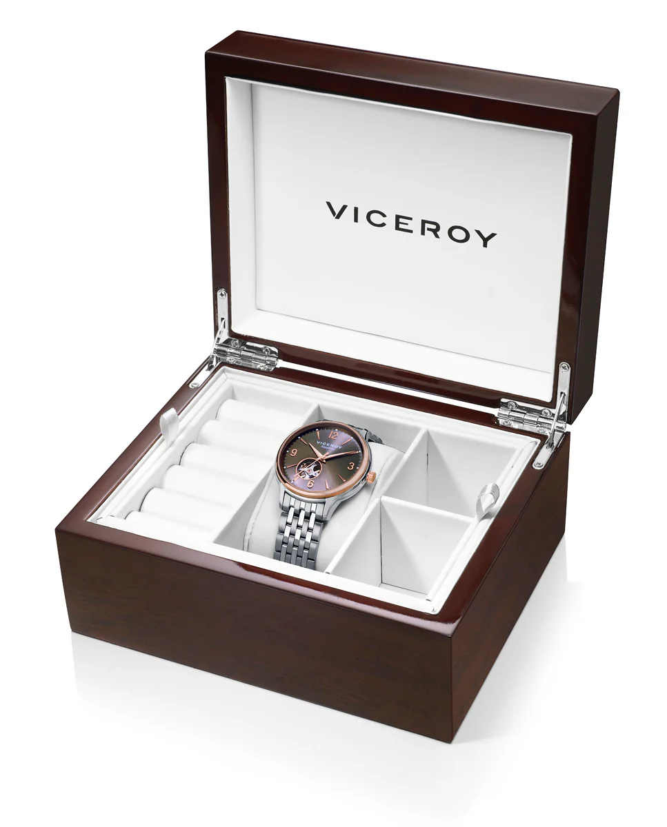 Reloj caja bicolor acero e Ip rosa con cristal zafiro 5 atm y brazalete de acero con movimiento automático - Image 6