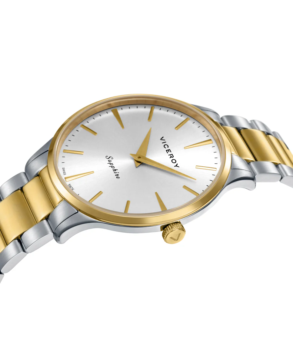 Reloj caja bitono de acero e Ip dorado 5 Atm, brazalete bitono de acero e Ip dorado, movimiento cuarzo Suizo, Swiss made - Image 3