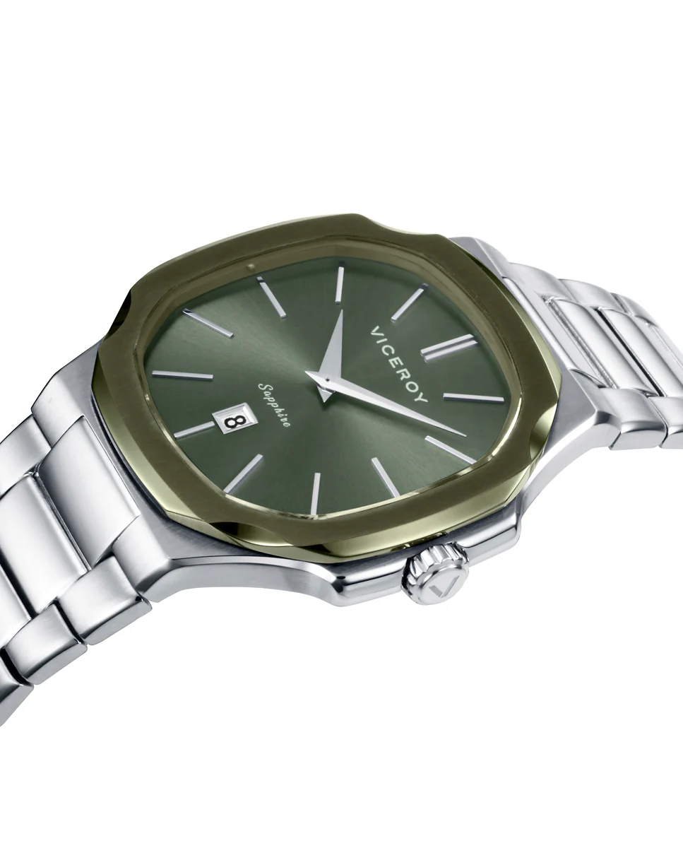 Reloj caja bitono de acero e Ip verde 10 Atm, brazalete de acero, movimiento cuarzo, colección Laura Escanes - Image 3
