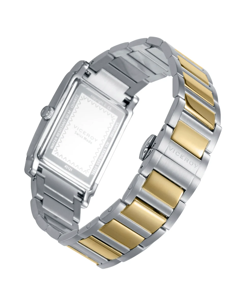 Reloj caja de acero 5 Atm, brazalete bitono de acero e Ip dorado, movimiento cuarzo Suizo, Swiss made - Image 2