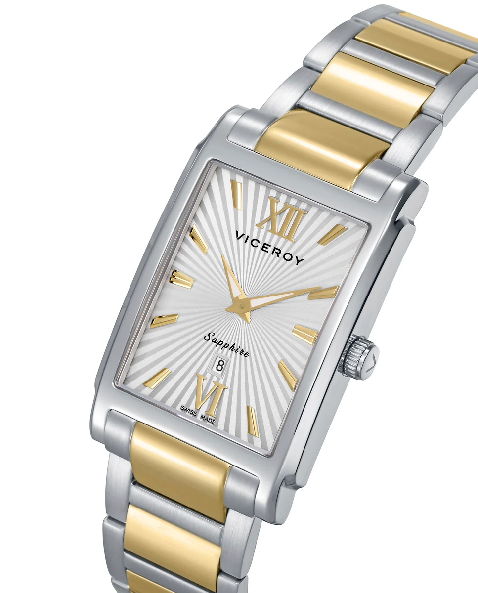 Reloj caja de acero 5 Atm, brazalete bitono de acero e Ip dorado, movimiento cuarzo Suizo, Swiss made - Image 3