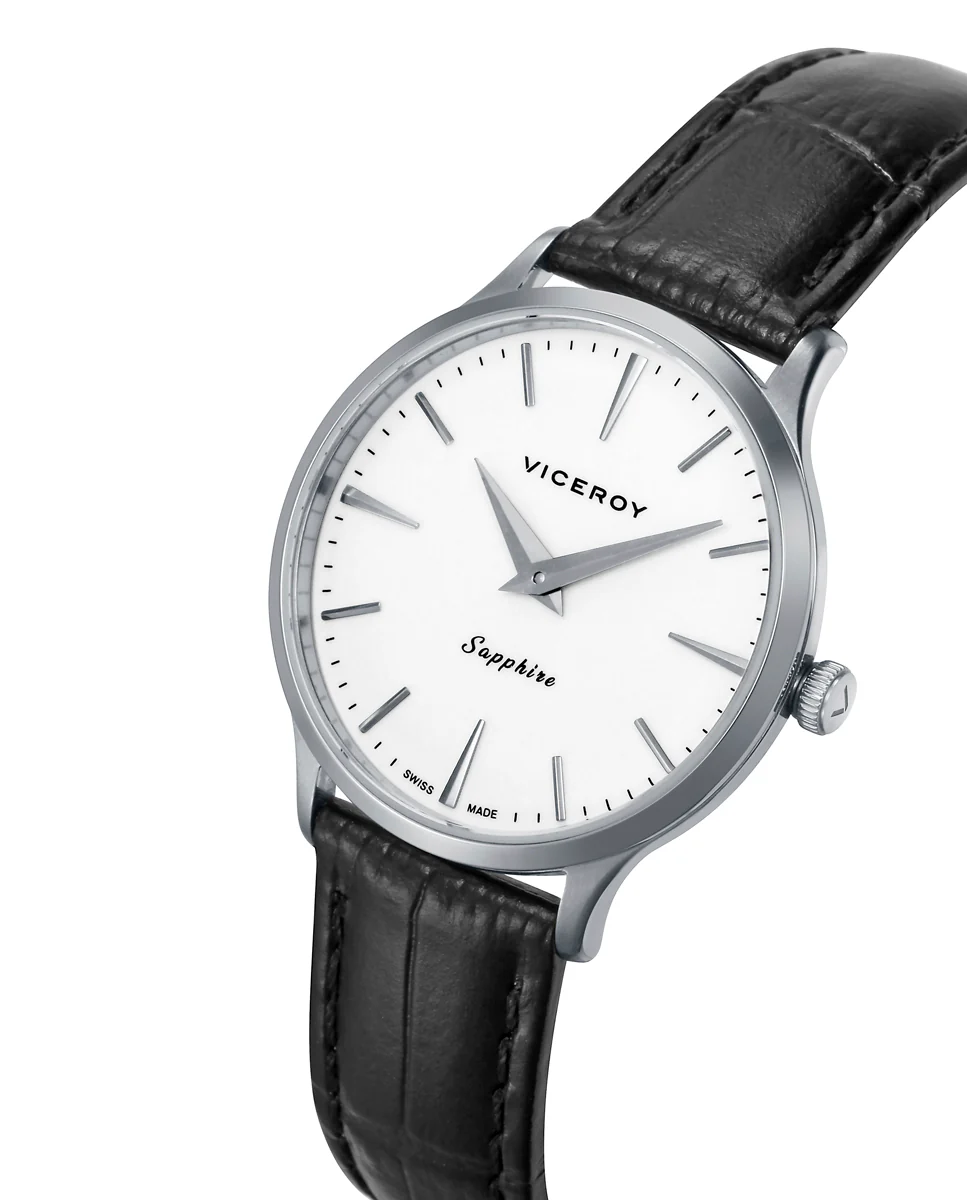 Reloj caja de acero 5 Atm, correa de piel negra, movimiento cuarzo Suizo, Swiss made - Image 3