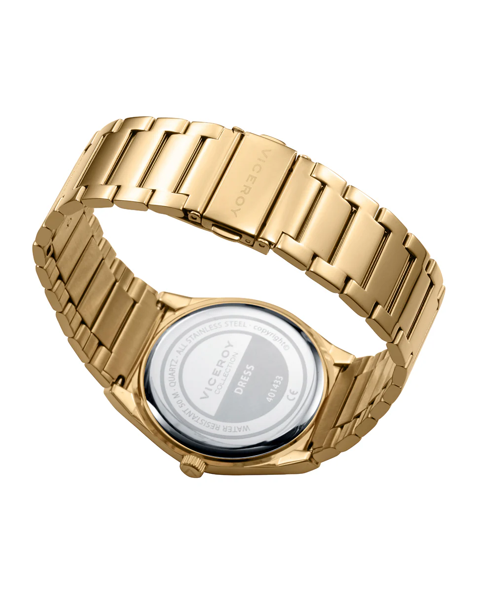 Reloj caja de acero Ip dorado 5 Atm,brazalete de acero Ip dorado, movimiento cuarzo - Image 2