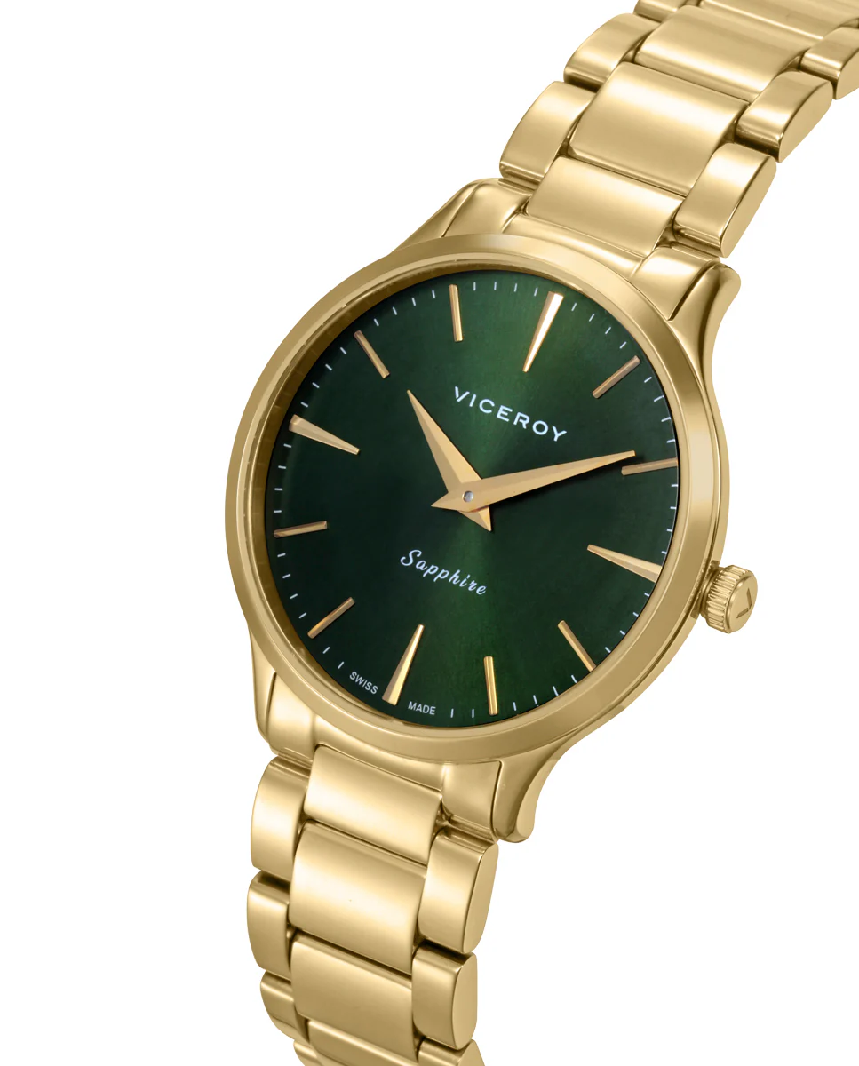 Reloj caja de acero Ip dorado 5 Atm, brazalete de acero Ip dorado, movimiento cuarzo Suizo, Swiss made - Image 3