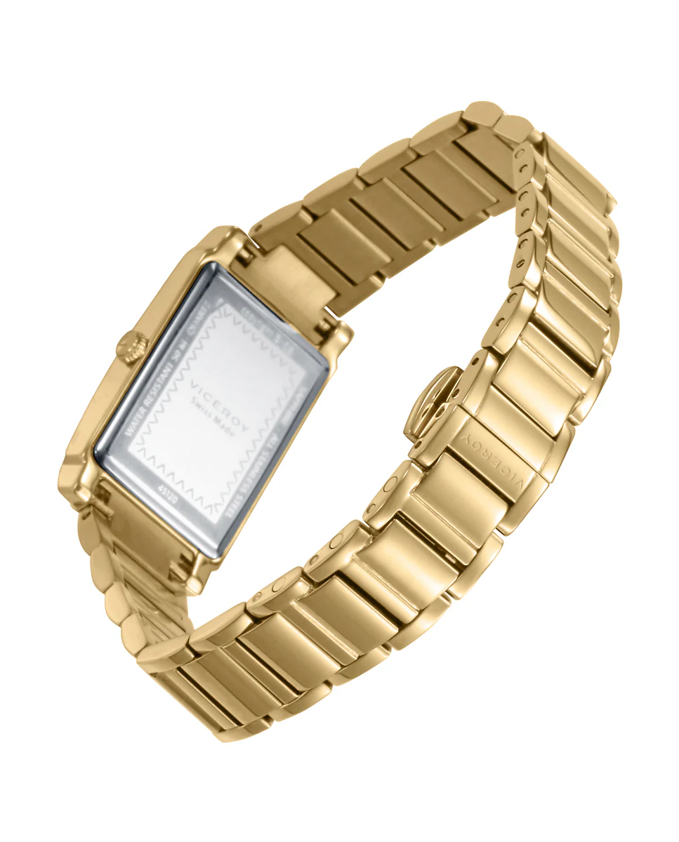 Reloj caja de acero Ip dorado 5 Atm, brazalete de acero Ip dorado, movimiento cuarzo Suizo, Swiss made - Image 2
