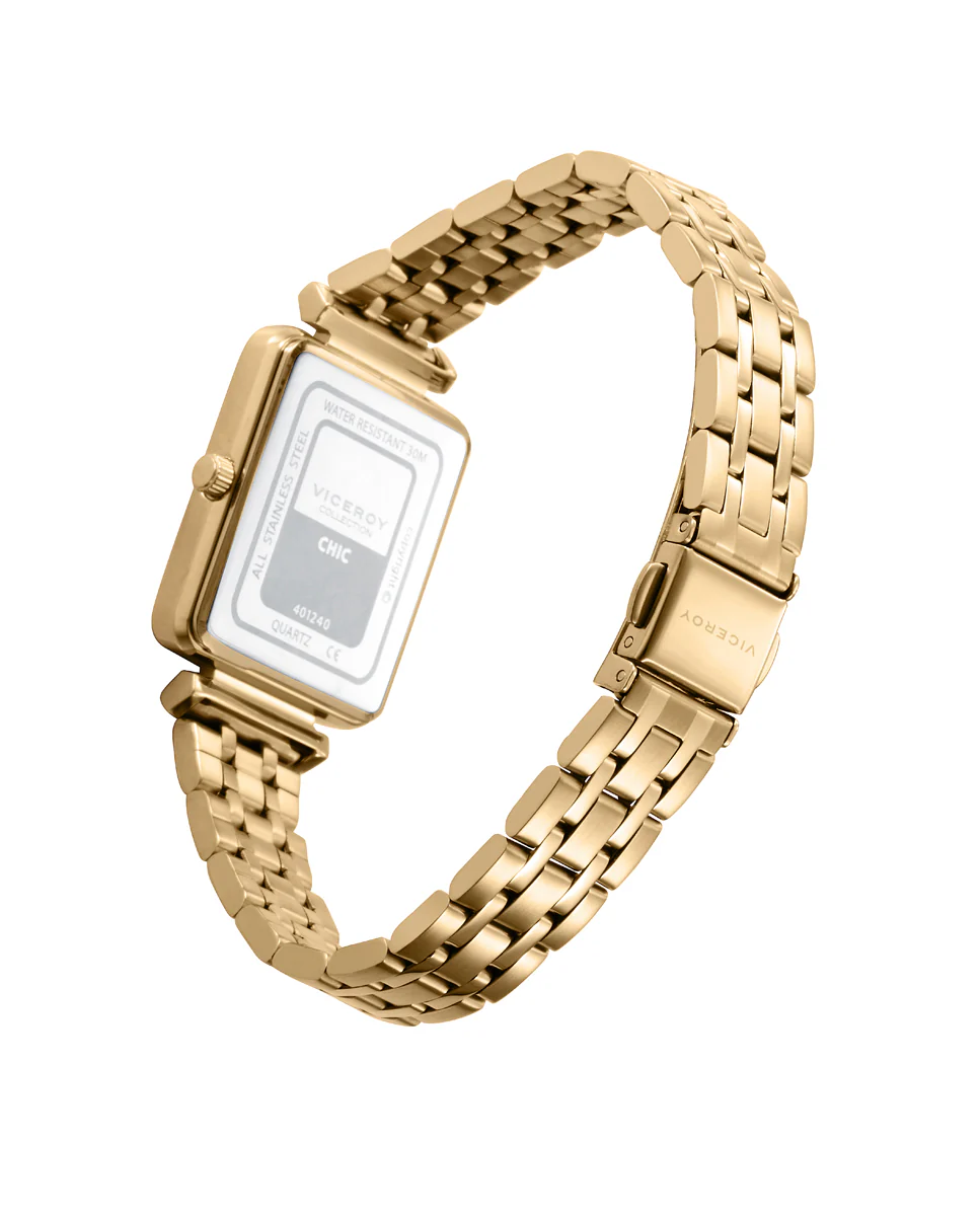 Reloj caja de acero Ip dorado y brazalete de acero Ip dorado con movimiento cuarzo - Image 2