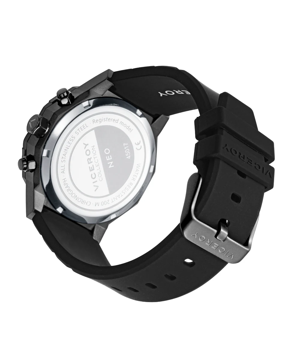 Reloj caja de acero Ip negro  20 Atm, correa de silicona negra, movimiento cuarzo - Image 2