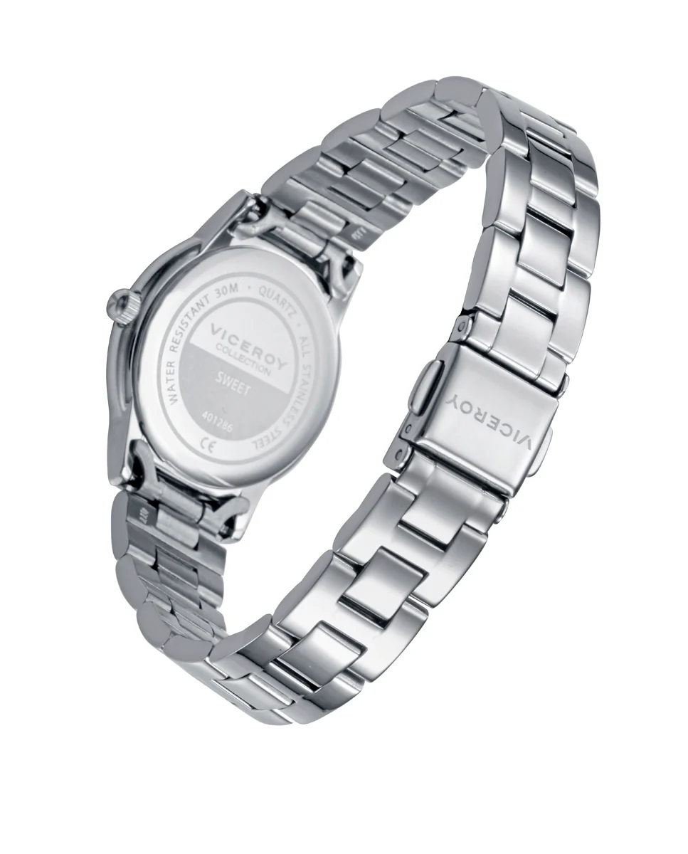 Reloj caja y brazalete de acero, movimiento cuarzo. Pulsera de plata con cordon rosa con motivos de corazones de regalo - Image 2