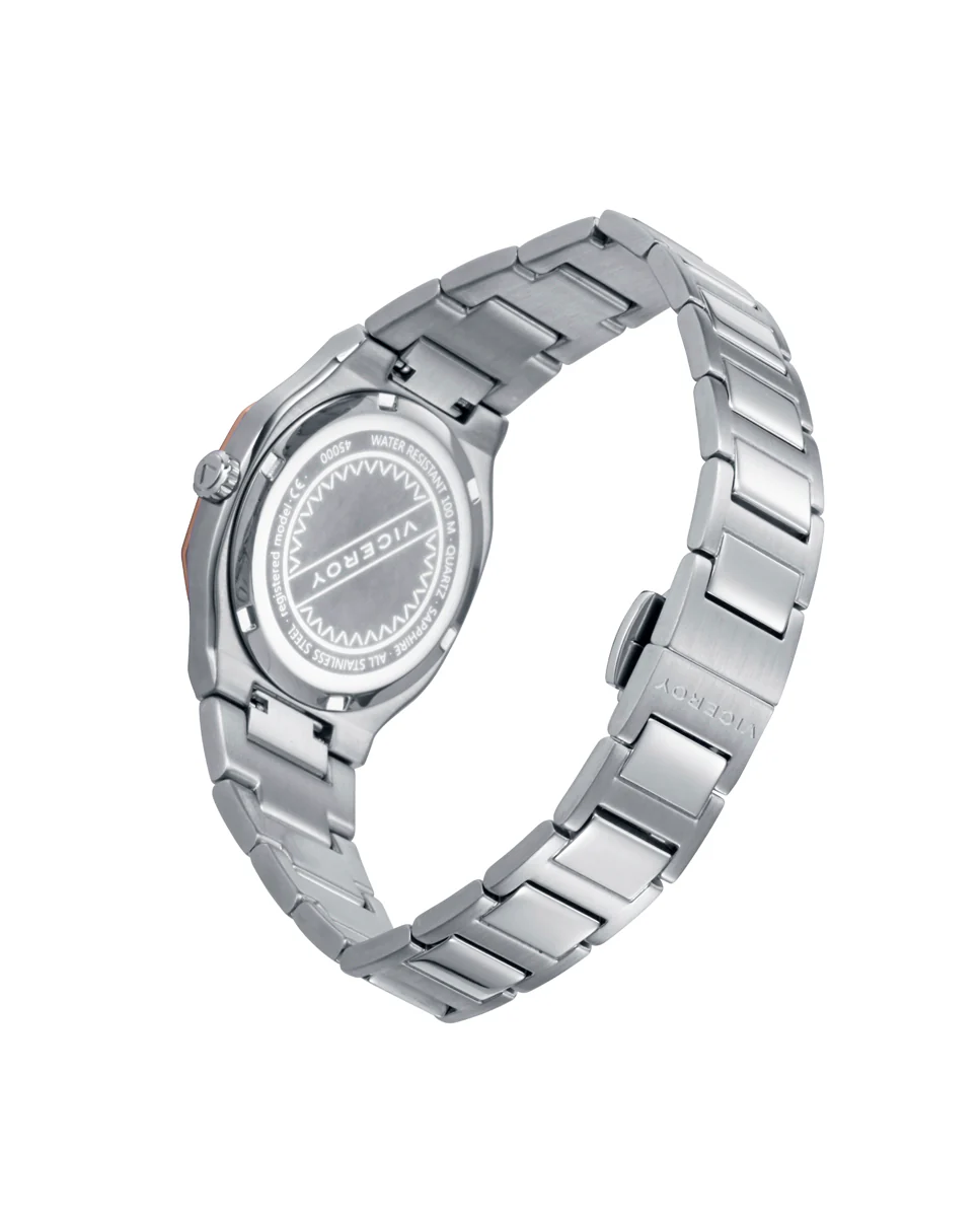 Reloj colección Laura Escanes  caja de acero con doble bisel en Ip gris y rosa  con cristal zafiro 10 atm  y brazalete de acero con movimiento cuarzo - Image 2