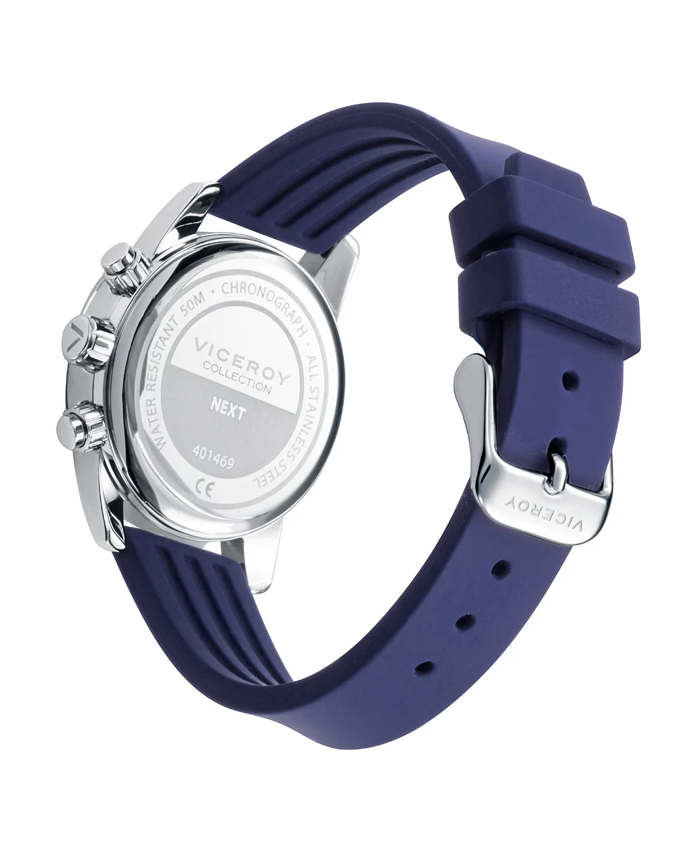 Reloj con caja de acero y correa de silicona azul,movimiento cuarzo. Pulsera de acero con cruz   y piel azul  de regalo. - Image 2