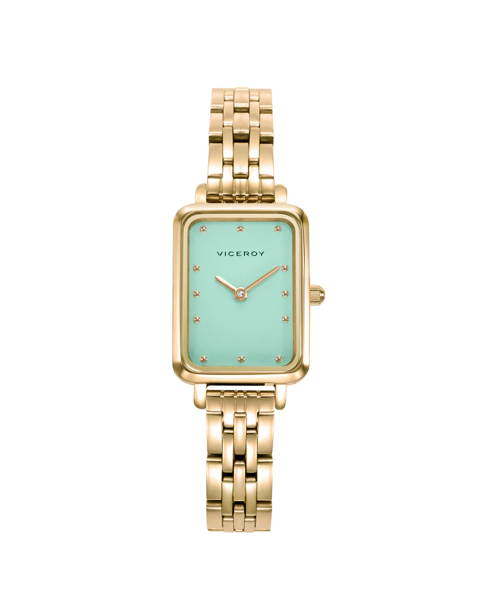 Reloj con caja y brazalete de acero dorado y movimiento cuarzo