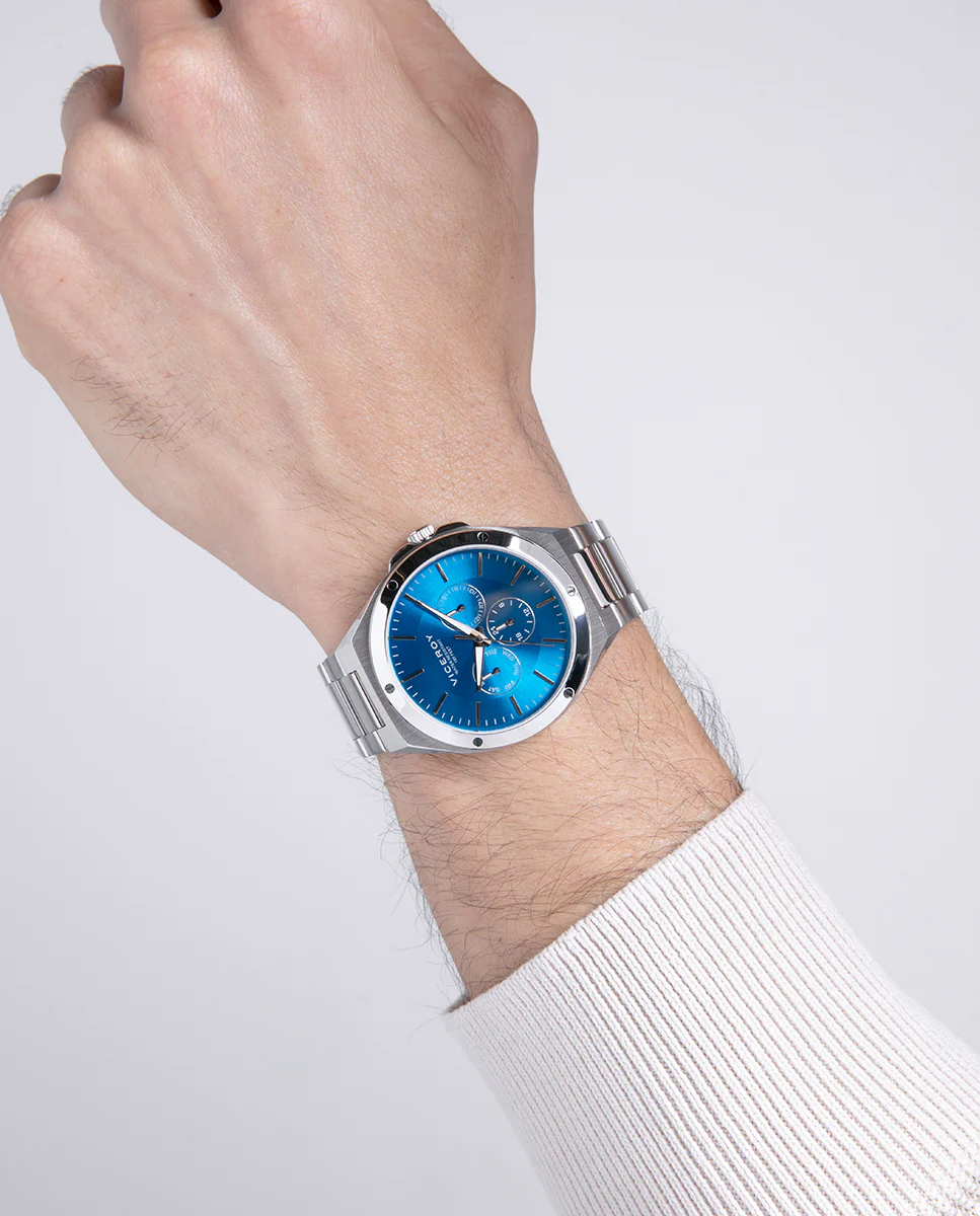 Reloj de acero con esfera azul con cronógrafo - Image 3