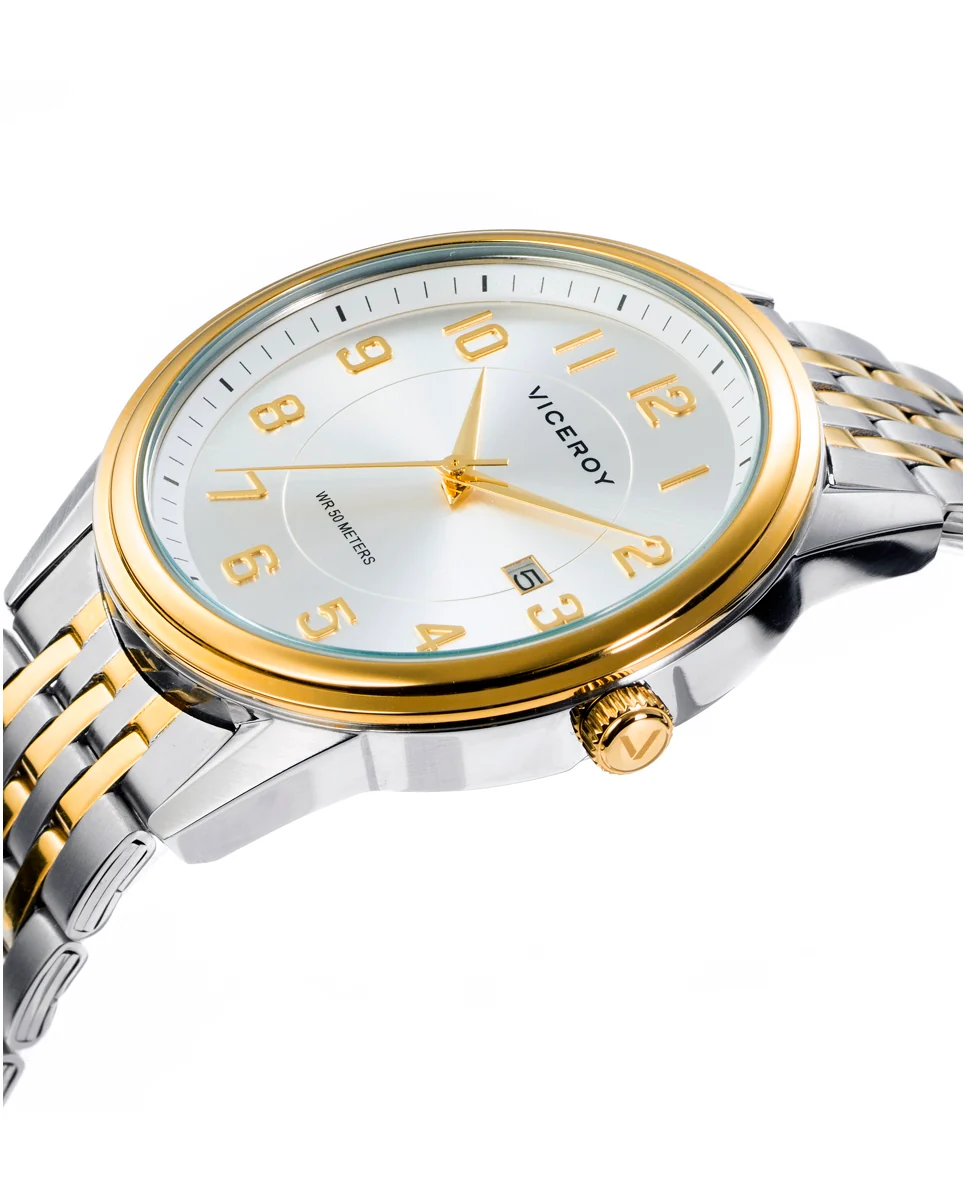 Reloj de hombre Grand 3 agujas de acero con IP dorado - Image 3