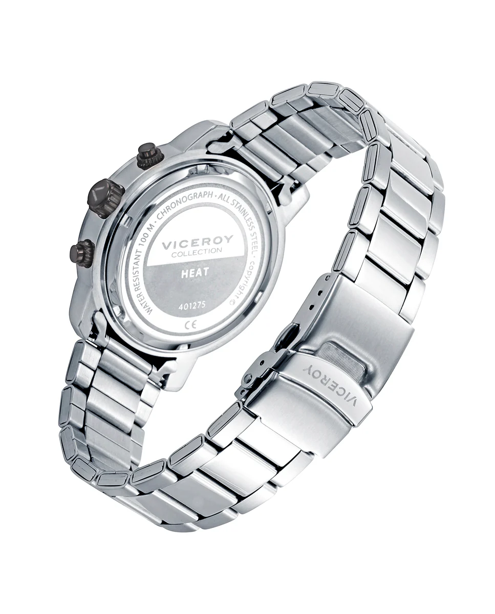 Reloj de hombre Heat de acero con cronógrafo y esfera plateada - Image 2