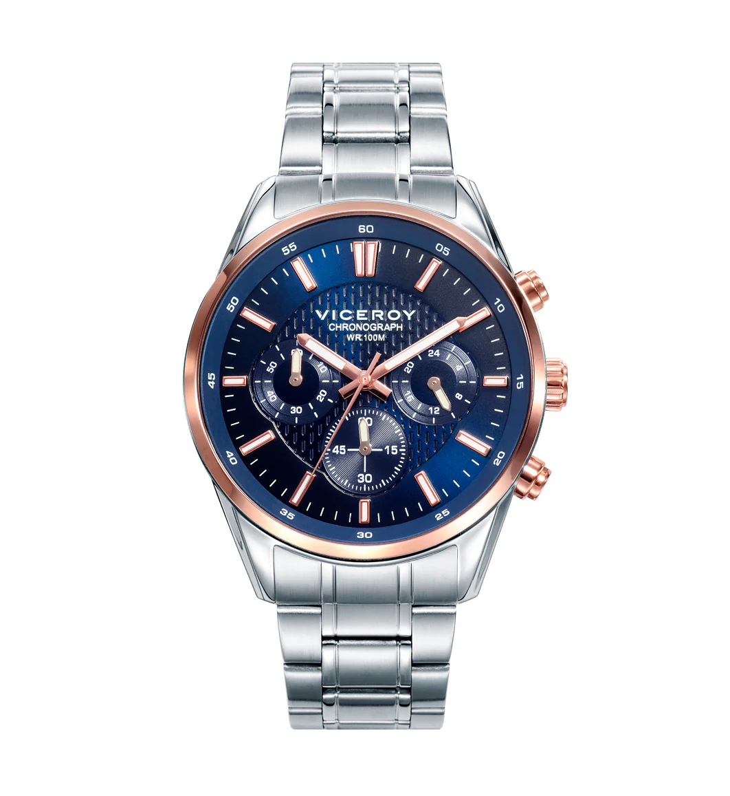 Reloj de hombre Magnum de acero con IP rosa y cronógrafo - Image 4