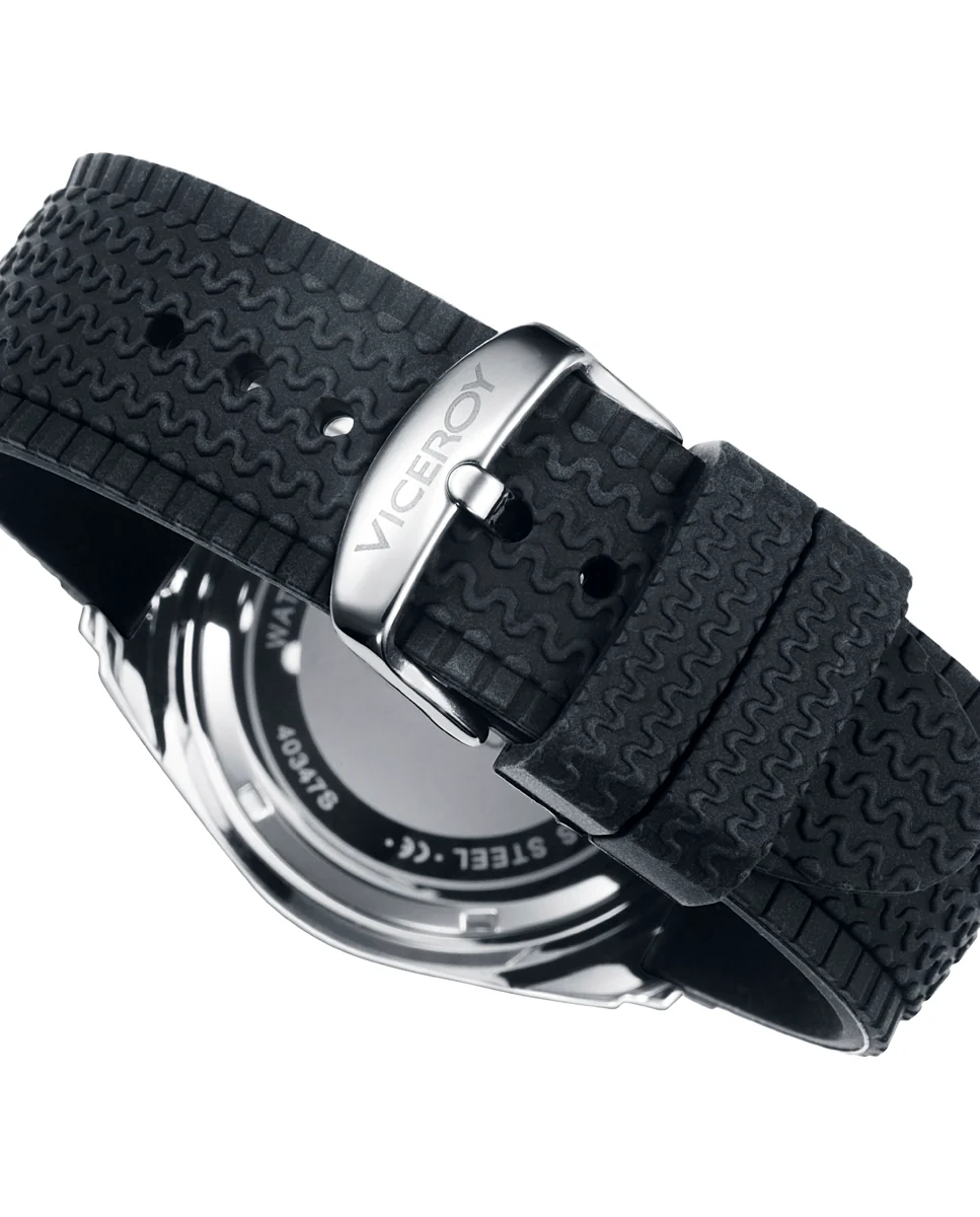 Reloj de hombre Magnum multifunción de acero y correa de silicona negra - Image 2