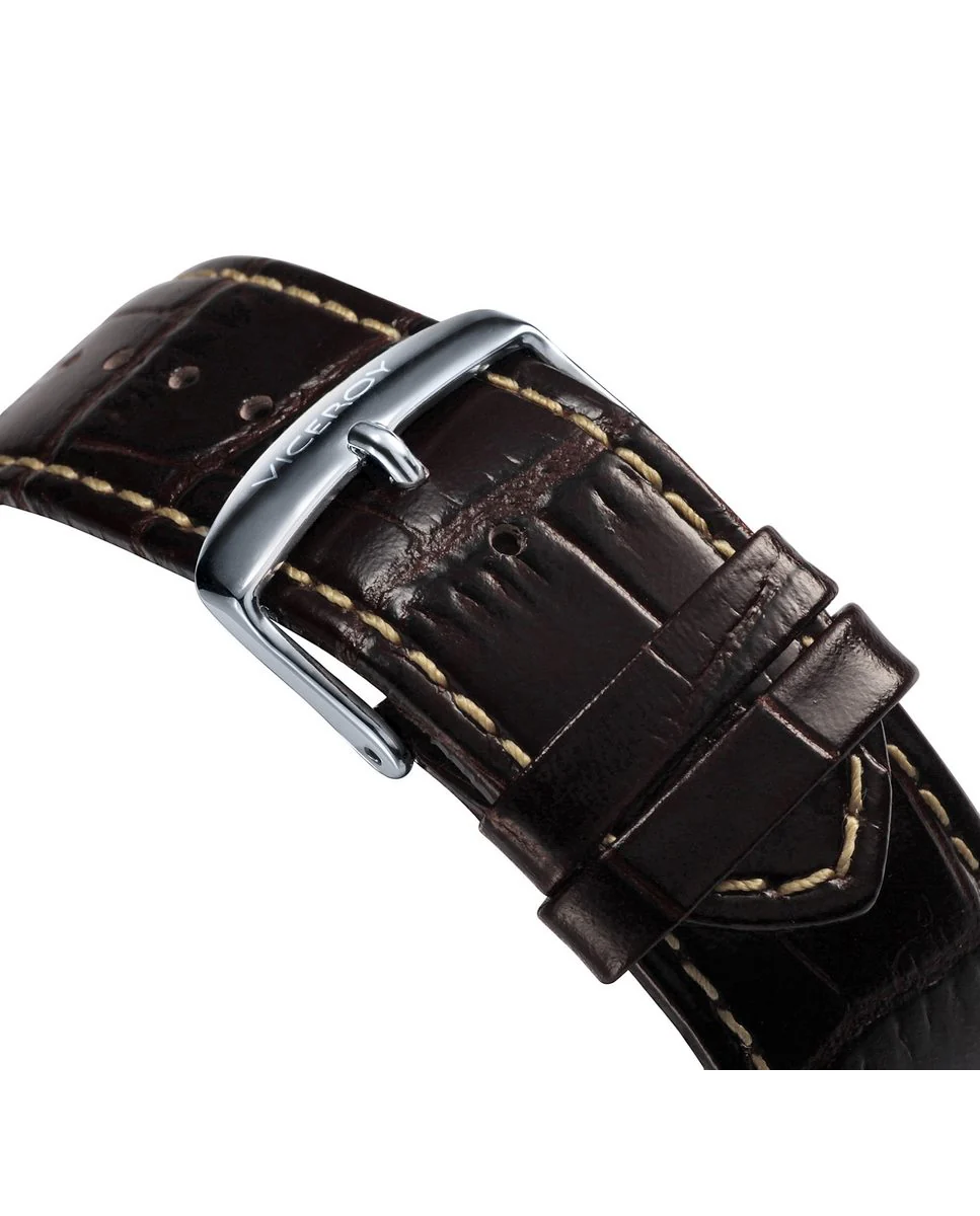 Reloj de hombre multifunción con correa de piel negra - Image 2