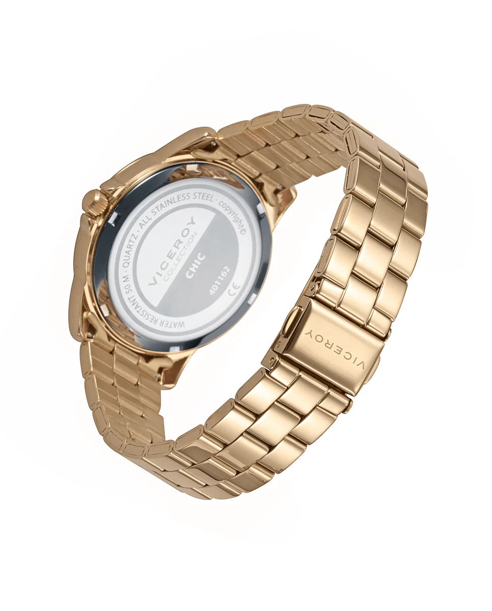 Reloj de mujer Chic con caja y brazalete de acero dorado - Image 2