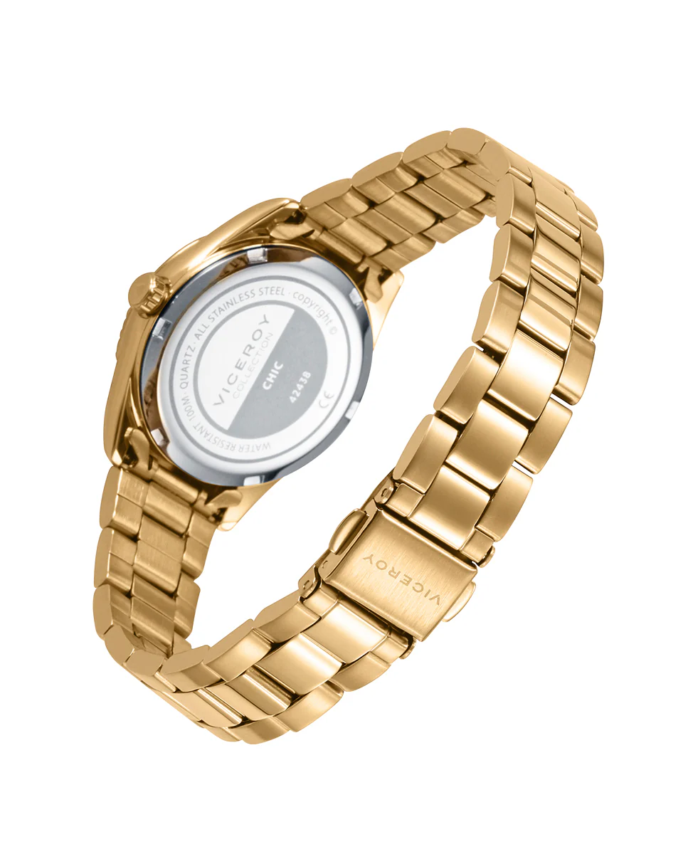 Reloj de mujer Chic con caja y brazalete de acero Ip dorada - Image 2