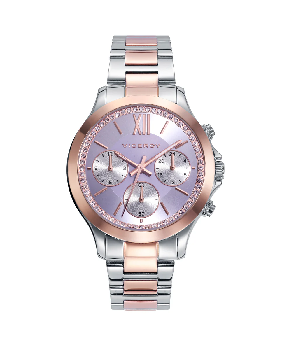 Reloj de mujer Chic con caja y brazalete en acero bicolor
