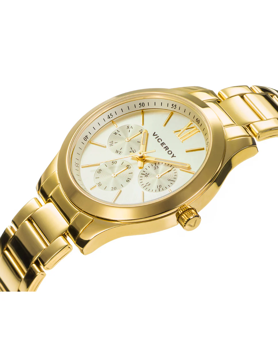 Reloj de mujer Chic multifunción de acero con IP dorado - Image 3