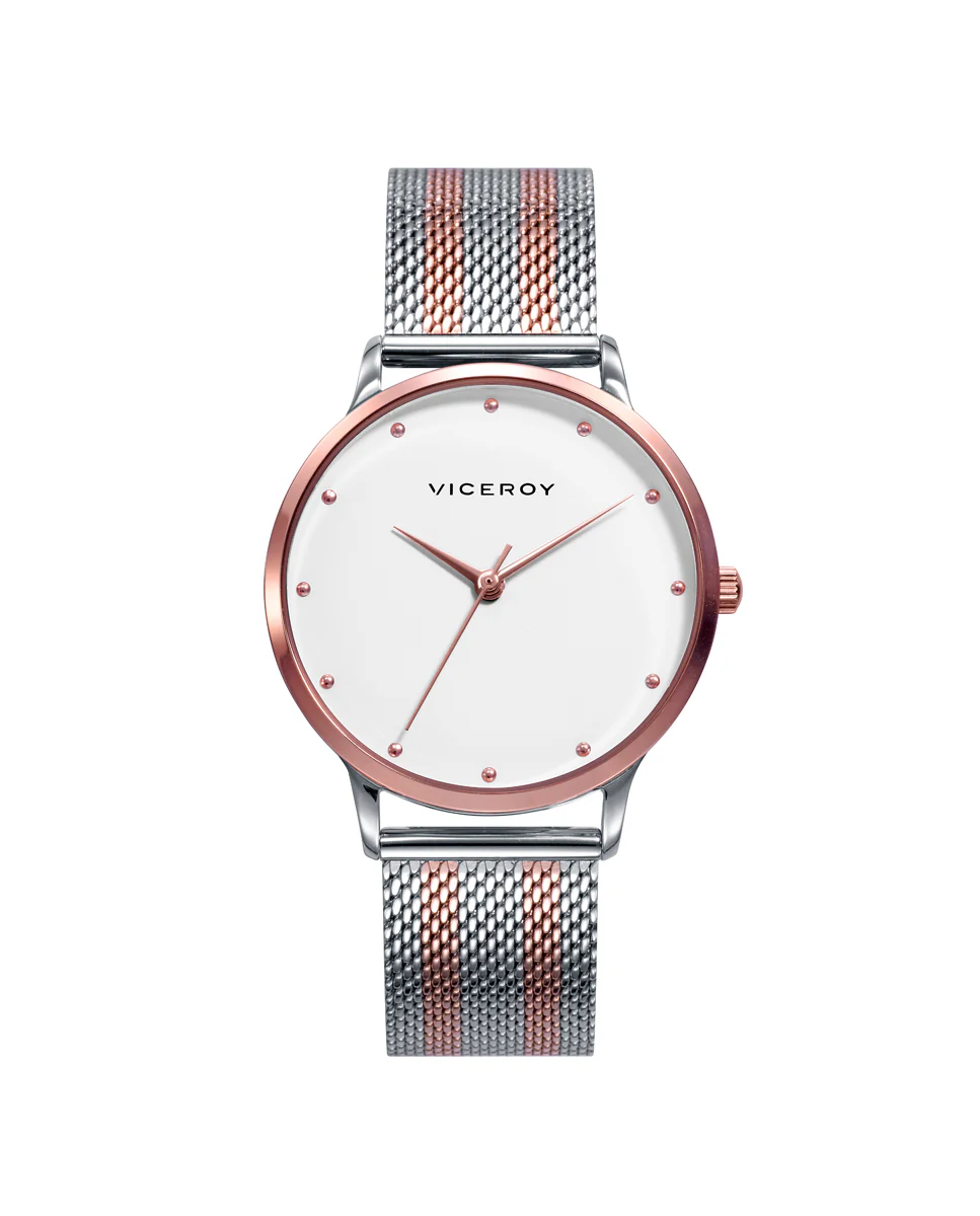 Reloj de mujer Kiss de acero 3 agujas y malla milanesa