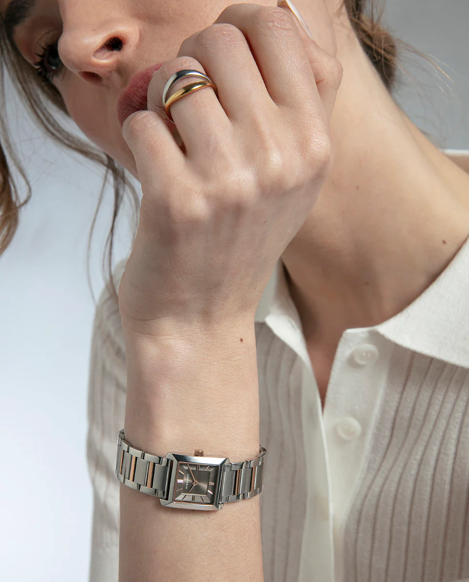 Reloj de mujer Viceroy con caja de acero, esfera gris y brazalete bitono en acero e IP rosa - Image 3