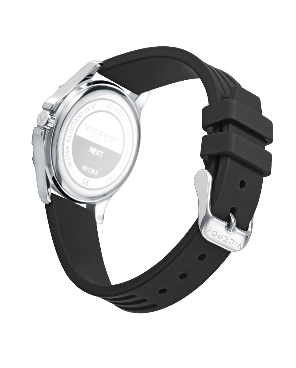 Reloj de niño con esfera azul rojo y números romanos en color negro y blanco. Pulsera de piel trenzada azul con placa de acero y detalles en esmalte de regalo. - Image 2