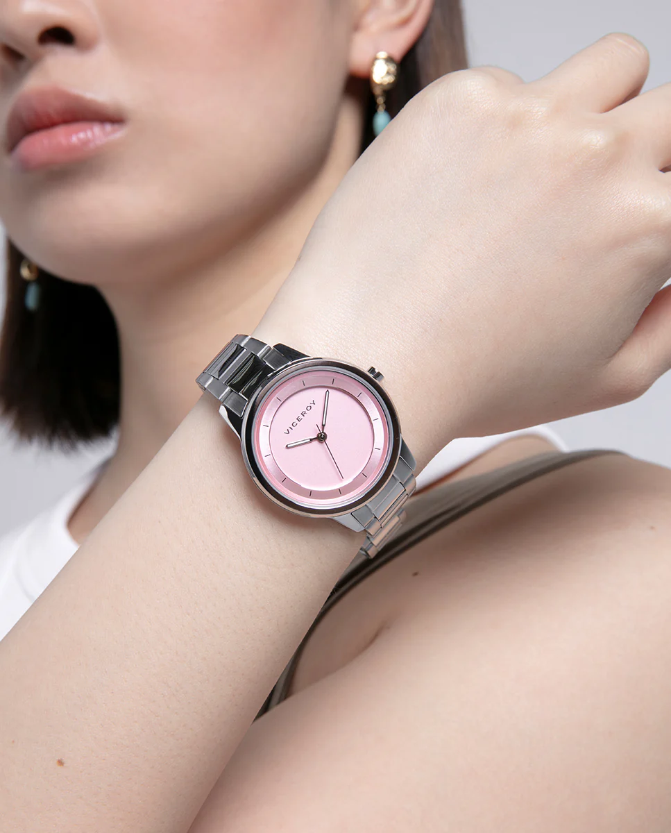 Reloj para mujer en acero con esfera rosa - Image 3