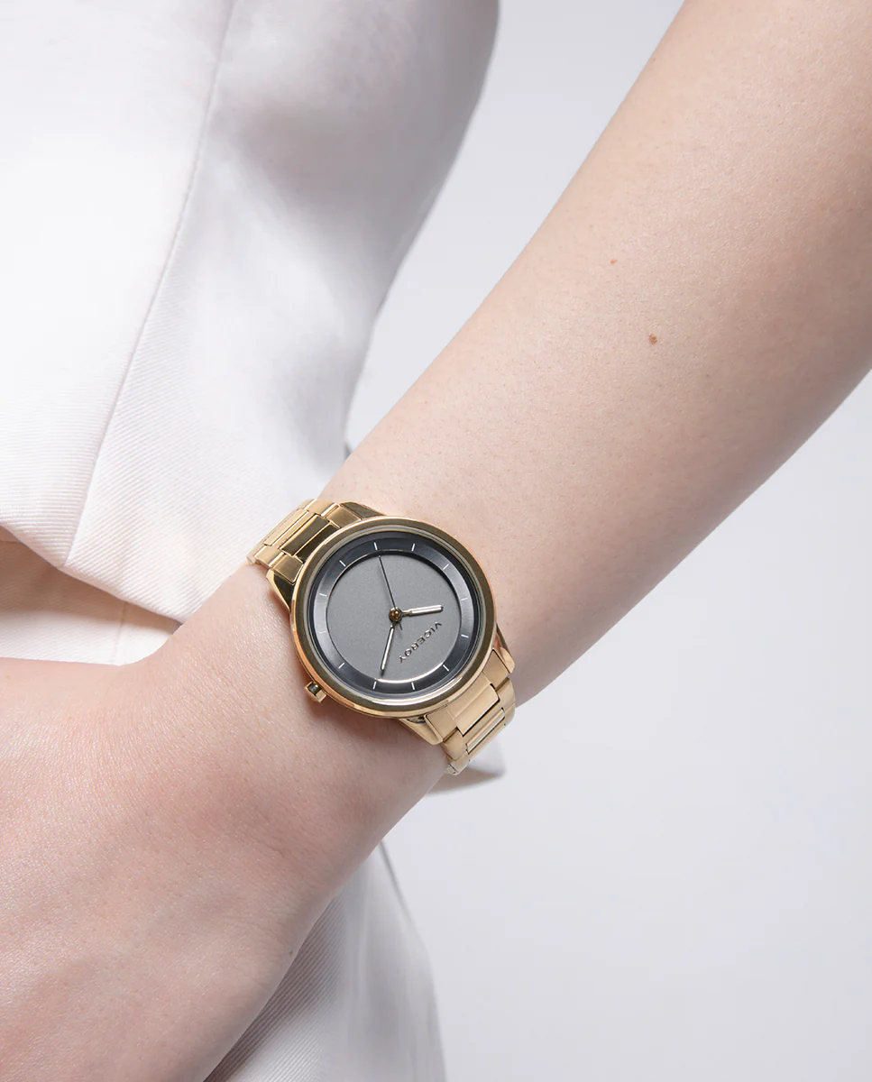 Reloj para mujer en acero dorado con esfera gris - Image 3