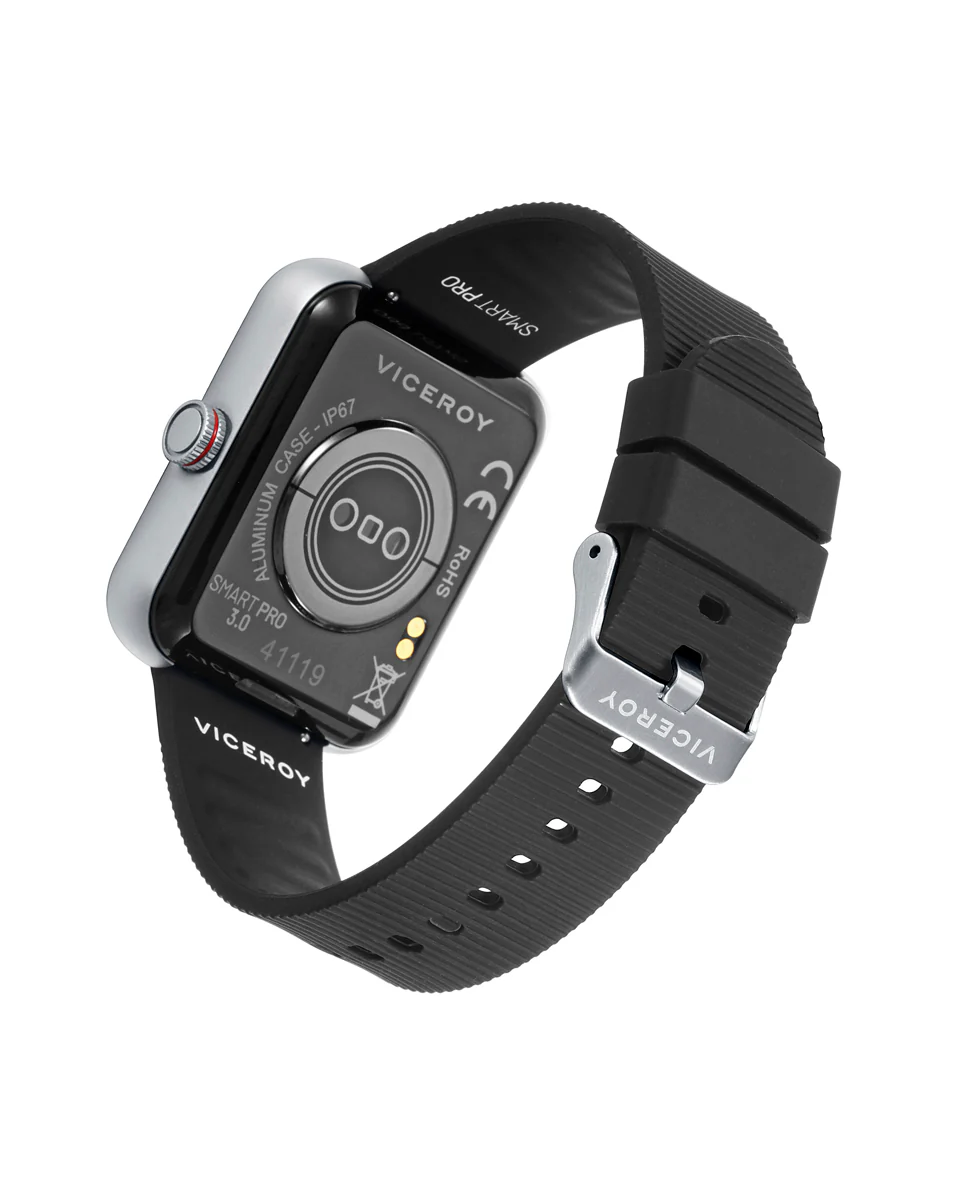 Reloj Smart de alumino con correa de acero y correa negra - Image 3